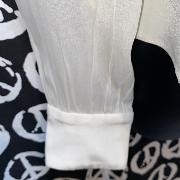 SILK MARISSA WEBB CREAM LONG CHIFFON SLEEVE BLOUSE SZ 8 - Picture 3 of 13